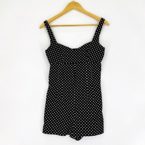 Zara Pants - Zara Black Polka Dot Romper Size XS Sleeveless Retro Style Y2K Chic Festival